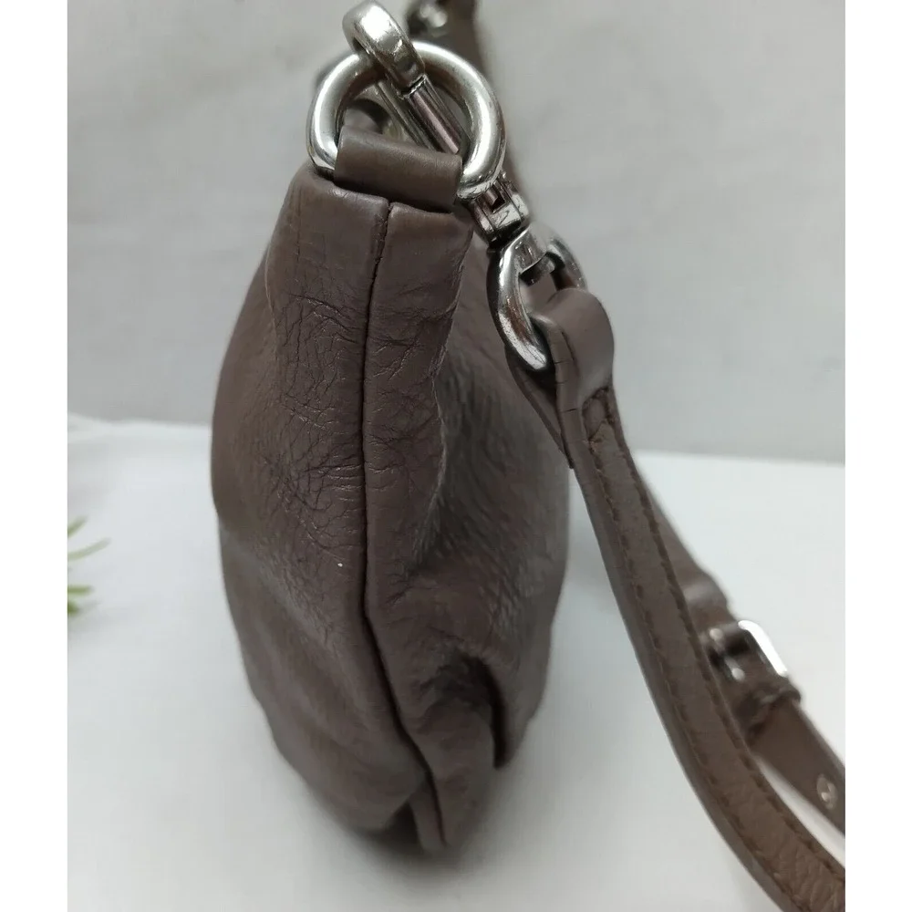 Marc by Marc Jacobs Gray Pebbled Leather Zipper Closure Crossbody Bag